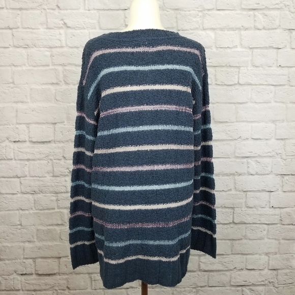 Susina blue multicolor pastel striped scoop neck sweater women's size XL NWT - Picture 3 of 8